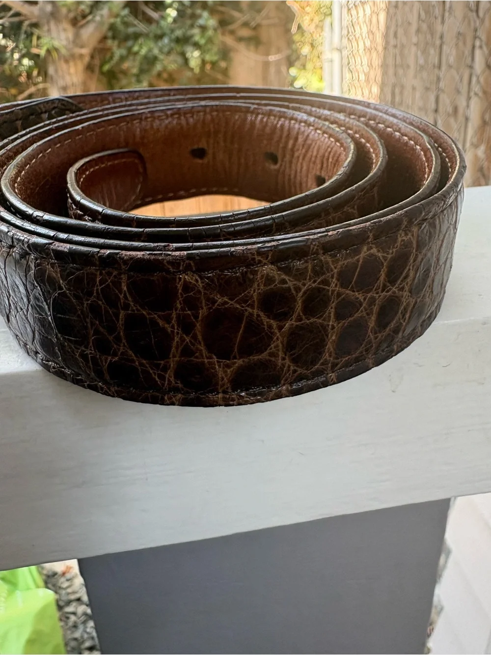 Authentic Alligator belt, Brown with Silver Buckle
